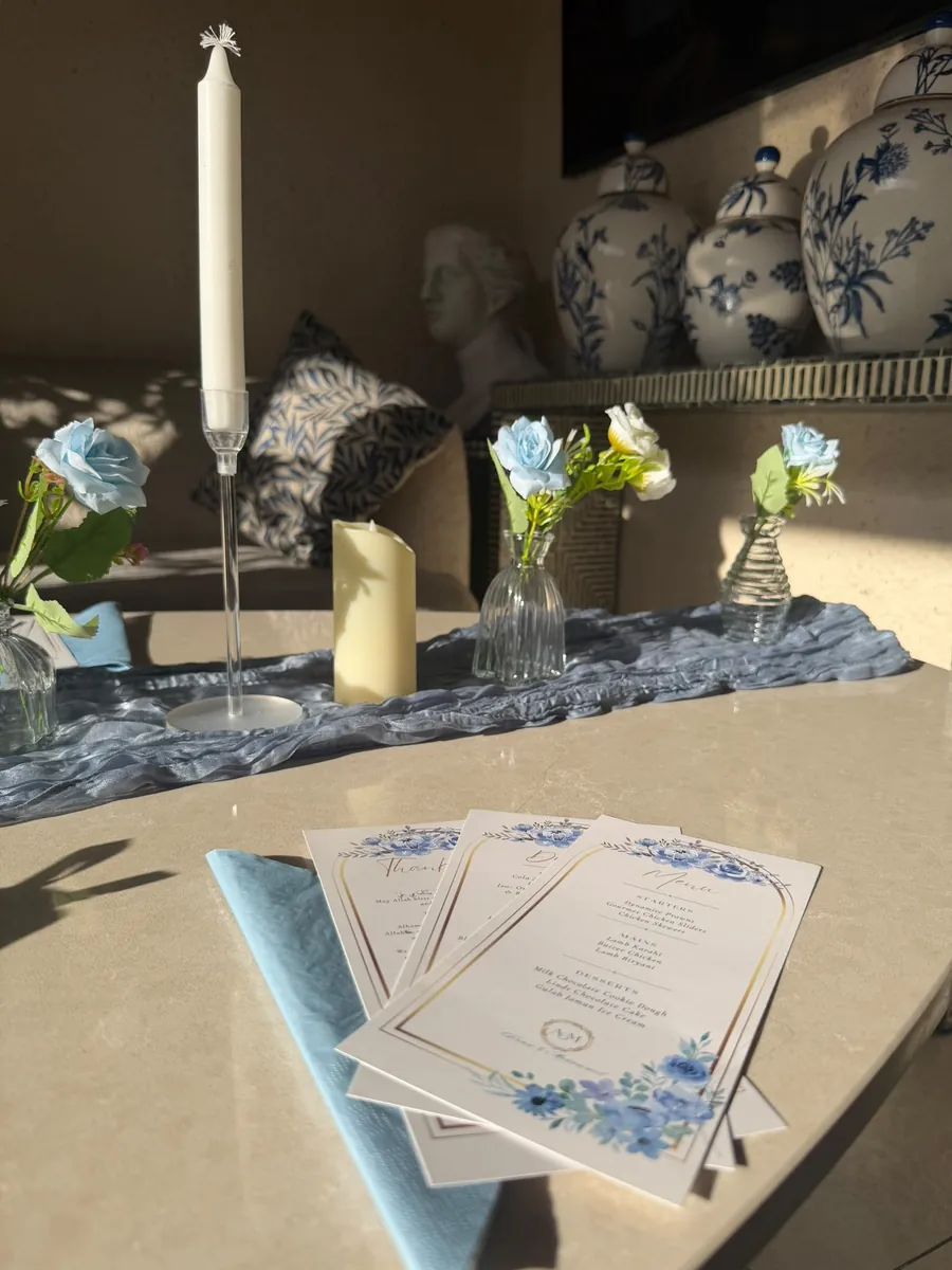Place settings and menus for an event