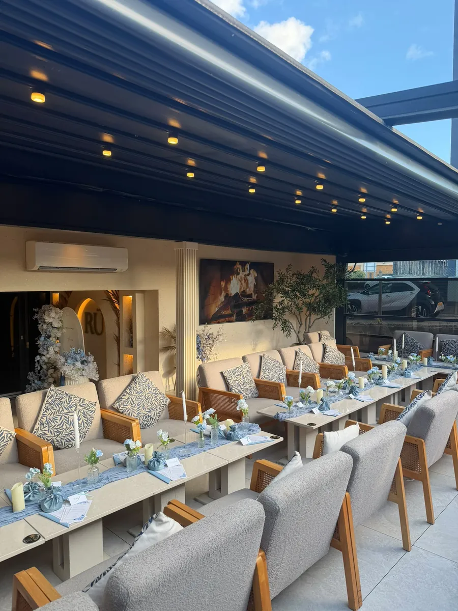 The terrace dressed for a private party
