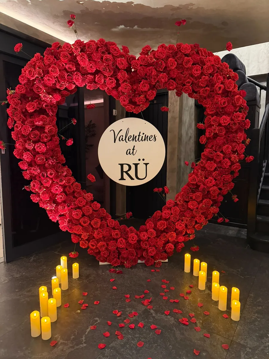 Rose heart with candles
