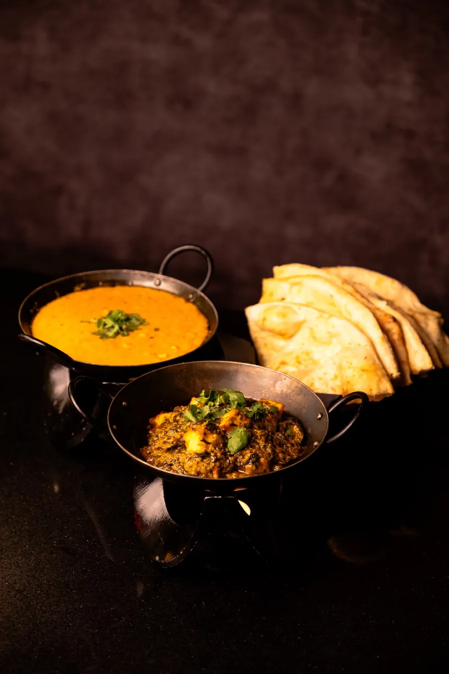 Daal and curry with fresh naan
