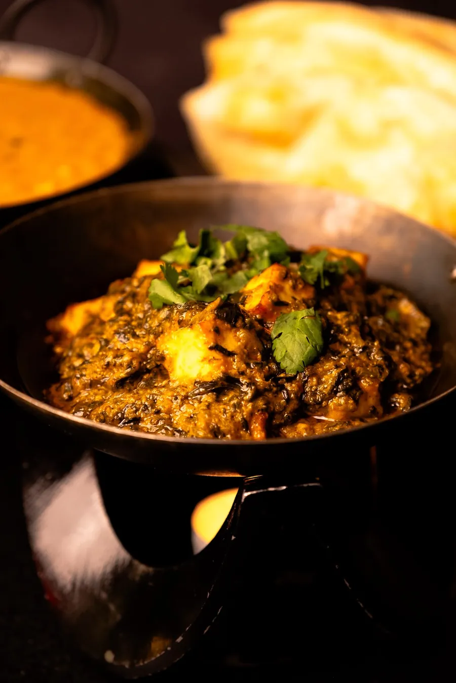 Saag paneer in a karahi